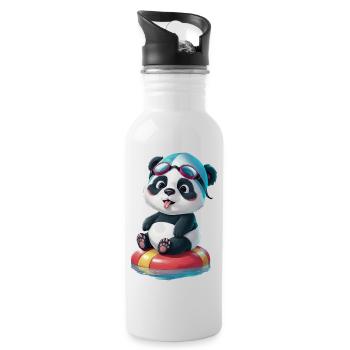 L’aventure de natation de Panda ! - Gourde avec paille intégrée - blanc - Droite