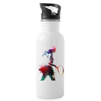 Joueur de tennis sport art #tennis #sport - Gourde avec paille intégrée - blanc - Droite