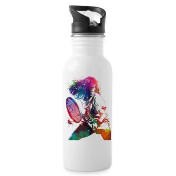 Joueur de tennis sport art #tennis #sport - Gourde avec paille intégrée - blanc - Droite