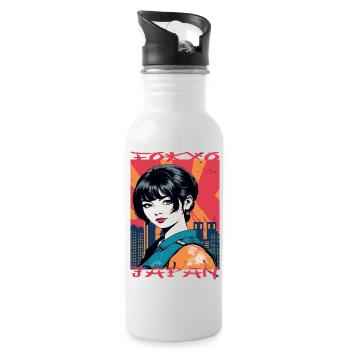 Tokyo Japan - Water bottle with straw - white - Right