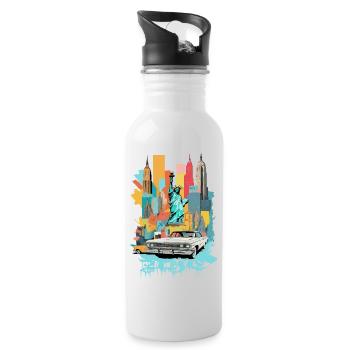 New York City - Water bottle with straw - white - Right