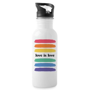 Mois de la fierté LGBT - Love is Love - Gourde avec paille intégrée - blanc - Droite
