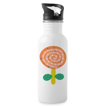Kleine rote Blume - Trinkflasche mit integriertem Trinkhalm - Weiß - Rechts