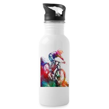 Rider de BMX #sport #bike - Gourde avec paille intégrée - blanc - Droite