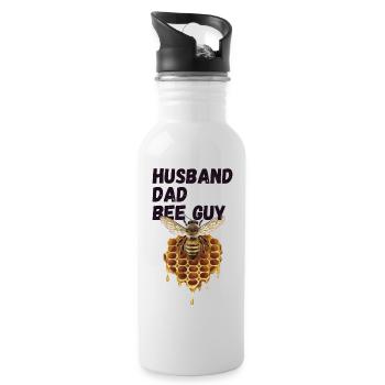 Husband Dad Bee Guy Beekeeper - Water bottle with straw - white - Right