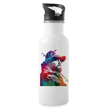 Fishing sport art #fishing - Water bottle with straw - white - Right