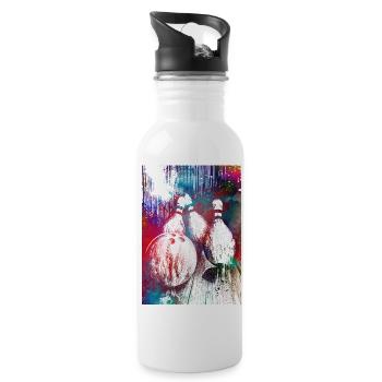 Bowling sport art #bowling #sport - Water bottle with straw - white - Right