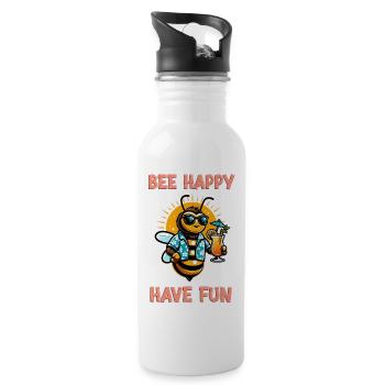 Bee Happy - Have Fun 3 - Trinkflasche mit integriertem Trinkhalm - Weiß - Rechts