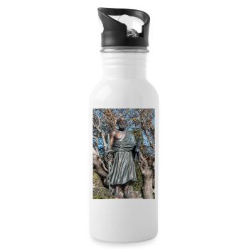 Statue of Hippocrates Kos City Kos Island South - Water bottle with straw - white - Right
