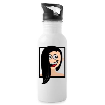 Femme brune souriante - Gourde avec paille intégrée - blanc - Droite