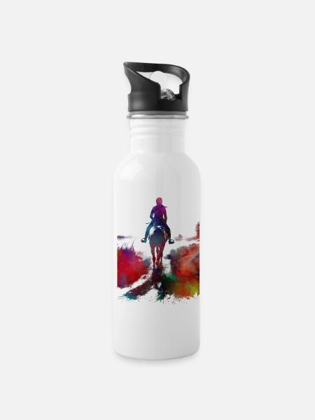 Cavalier #rider #horse #sport - Gourde avec paille intégrée - blanc