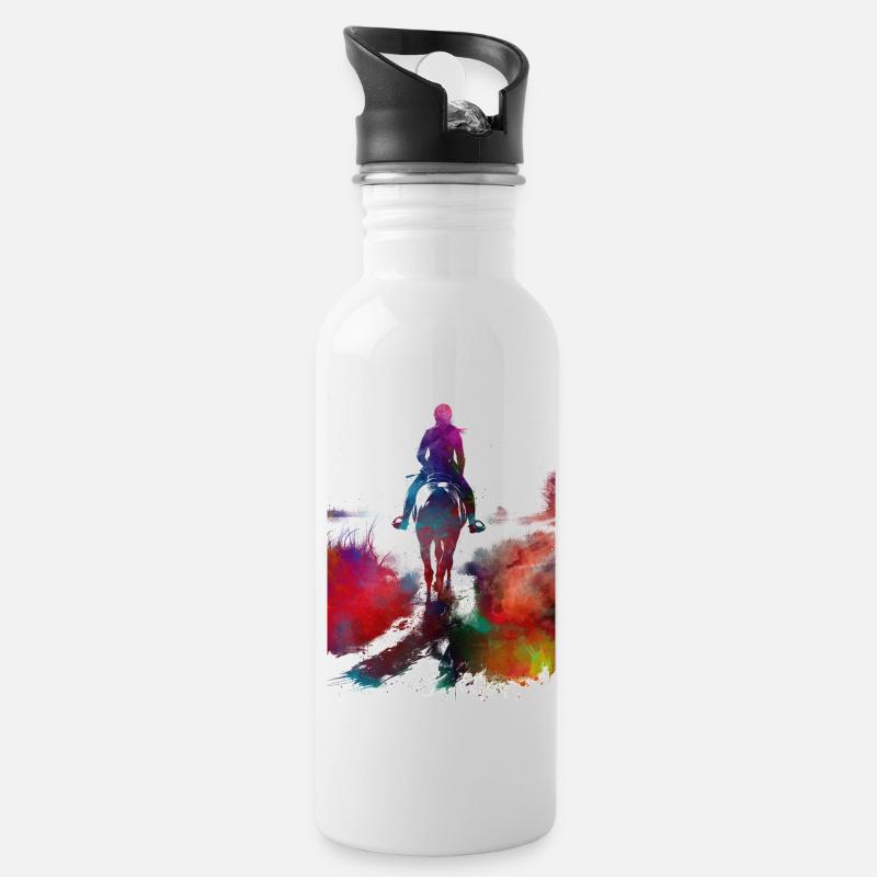 Cavalier #rider #horse #sport - Gourde avec paille intégrée - blanc