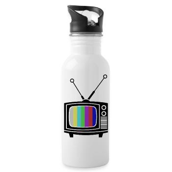 Retro Tv Vintage Television Set - Water bottle with straw - white - Right