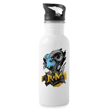 Widder, Widder-Zeichen - Trinkflasche mit integriertem Trinkhalm - Weiß - Rechts