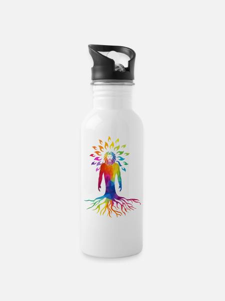 Symbol of nature's lowest common denominator - Water bottle with straw - white