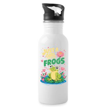 Juste une fille qui aime les grenouilles - Gourde avec paille intégrée - blanc - Droite