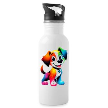 Chien - Gourde avec paille intégrée - blanc - Droite