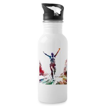 Runner sport art #runner #sport #jogging - Gourde avec paille intégrée - blanc - Droite