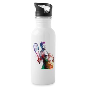 Joueur de tennis sport art #tennis #sport - Gourde avec paille intégrée - blanc - Droite