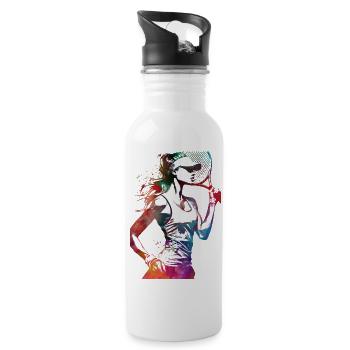 Joueur de tennis sport art #tennis #sport - Gourde avec paille intégrée - blanc - Droite