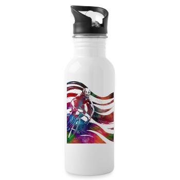 Mountainbiker Sport Kunst #sport #bike - Trinkflasche mit integriertem Trinkhalm - Weiß - Rechts