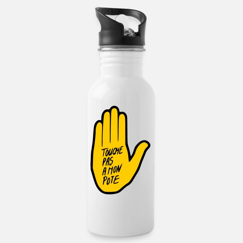 Meinen Kumpel nicht anfassen - Trinkflasche mit integriertem Trinkhalm - Weiß