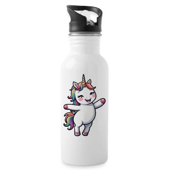 Kids Cute Cartoon Unicorn - Water bottle with straw - white - Right