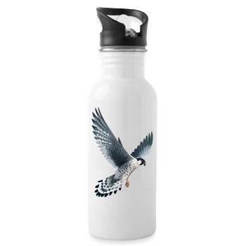 Wanderfalke im Flug - Trinkflasche mit integriertem Trinkhalm - Weiß - Rechts