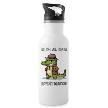 Hi, I'm Al your Investigator - Trinkflasche mit integriertem Trinkhalm - Weiß - Rechts