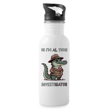 Hi, I'm Al your Investigator - Trinkflasche mit integriertem Trinkhalm - Weiß - Rechts