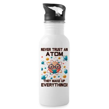 Never trust an Atom - they make up everything! - Water bottle with straw - white - Right