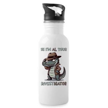 Hi, I'm Al your Investigator - Trinkflasche mit integriertem Trinkhalm - Weiß - Rechts