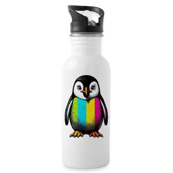 Penguin - Water bottle with straw - white - Right