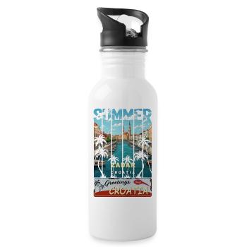 Croatia hrvatska kroatien hrv hr travel Zadar - Water bottle with straw - white - Right