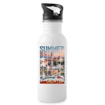 Croatia hrvatska kroatien hrv hr travel Zadar - Water bottle with straw - white - Right