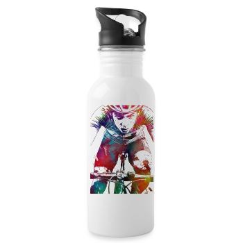 Sport cycling art - Water bottle with straw - white - Right