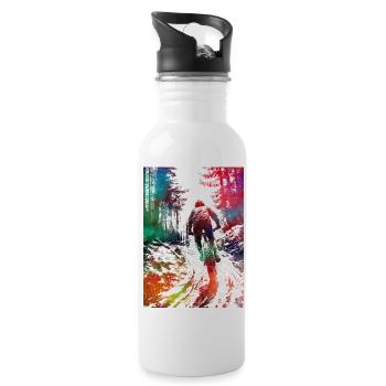 Mountain biker sport art - Water bottle with straw - white - Right