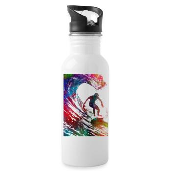 Surfer sport art #surfer #sport - Water bottle with straw - white - Right