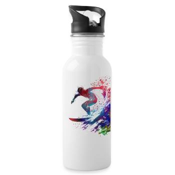 Surfer sport art #surfer #sport - Water bottle with straw - white - Right