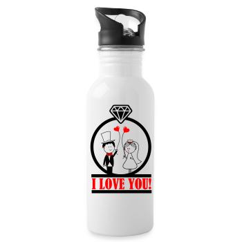 i love you 2 - Water bottle with straw - white - Right