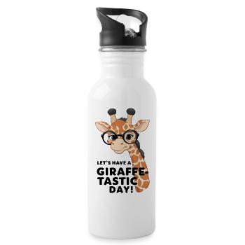 Let’s have a fantastic day - Funny giraffe - Water bottle with straw - white - Right