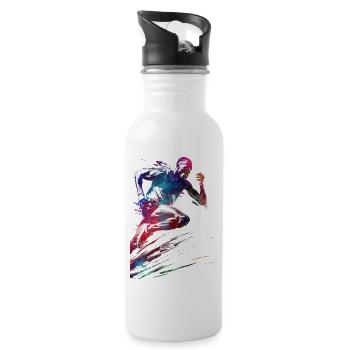 Runner sport art #runner #sport #jogging - Gourde avec paille intégrée - blanc - Droite