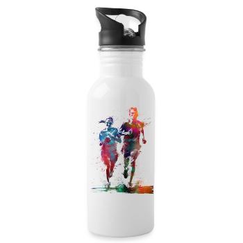 Les coureurs sport art #runner #sport #jogging - Gourde avec paille intégrée - blanc - Droite