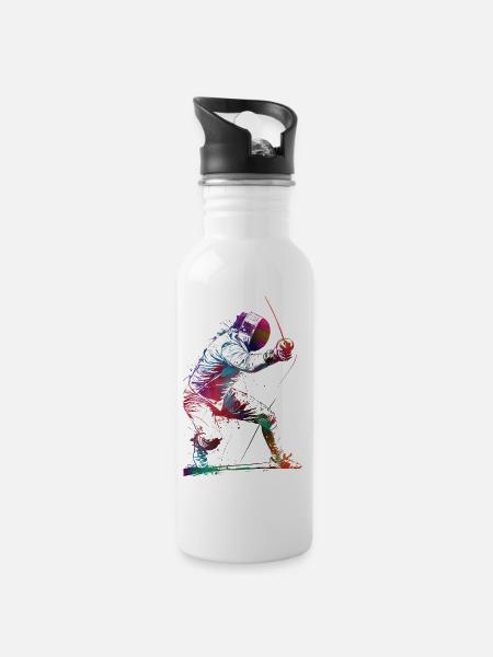 Escrime, sport, art, #fencing #sport - Gourde avec paille intégrée - blanc