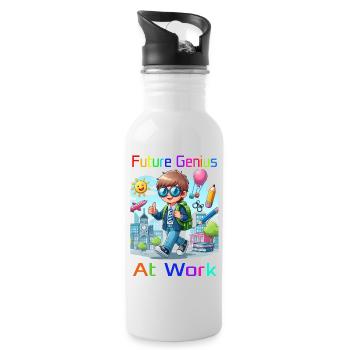 Future Genius at work - Trinkflasche mit integriertem Trinkhalm - Weiß - Rechts