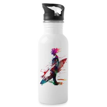 Surfer sport art #surfer #sport - Water bottle with straw - white - Right