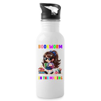 Bookworm in making - Trinkflasche mit integriertem Trinkhalm - Weiß - Rechts