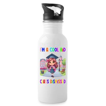 I'm a cool Kid – class dismissed - Water bottle with straw - white - Right