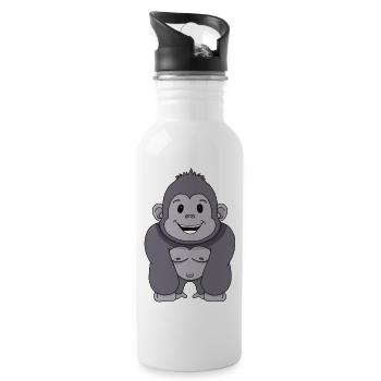 Gorilla Monkey - Water bottle with straw - white - Right