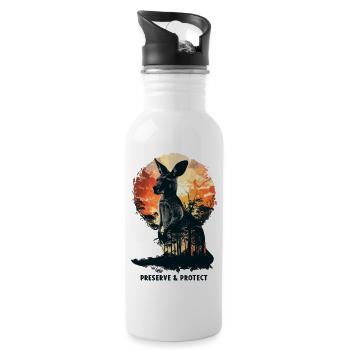 Preserve & Protect Kangaroo Marsupial Kangaroo - Water bottle with straw - white - Right